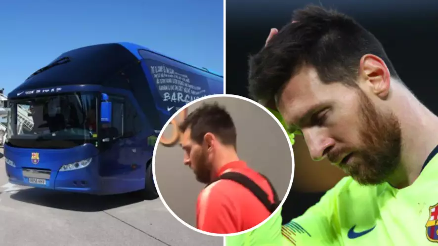 Barcelona's Bus Left Anfield Without Lionel Messi Last Night