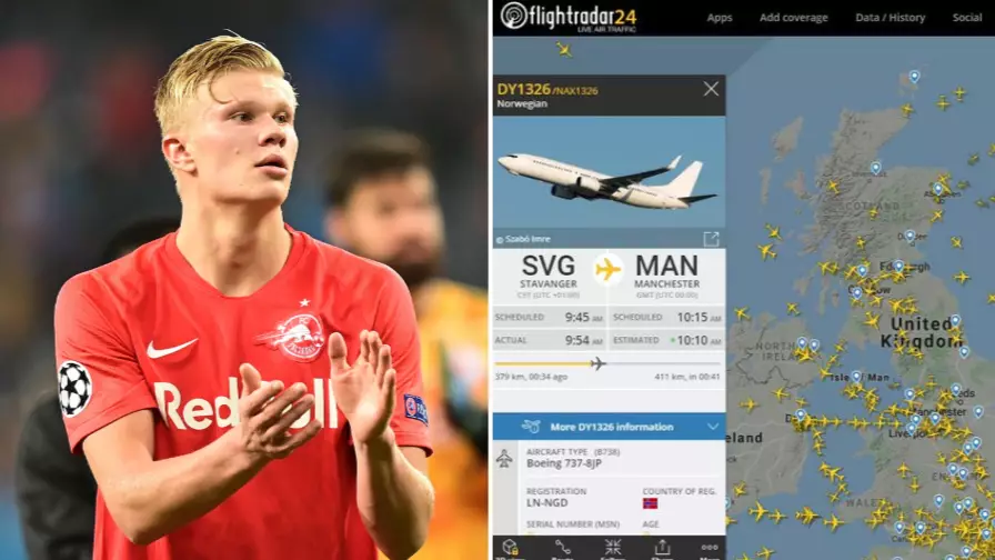 Manchester United Fans Have Tracked Erling Haaland's Flight To Manchester 