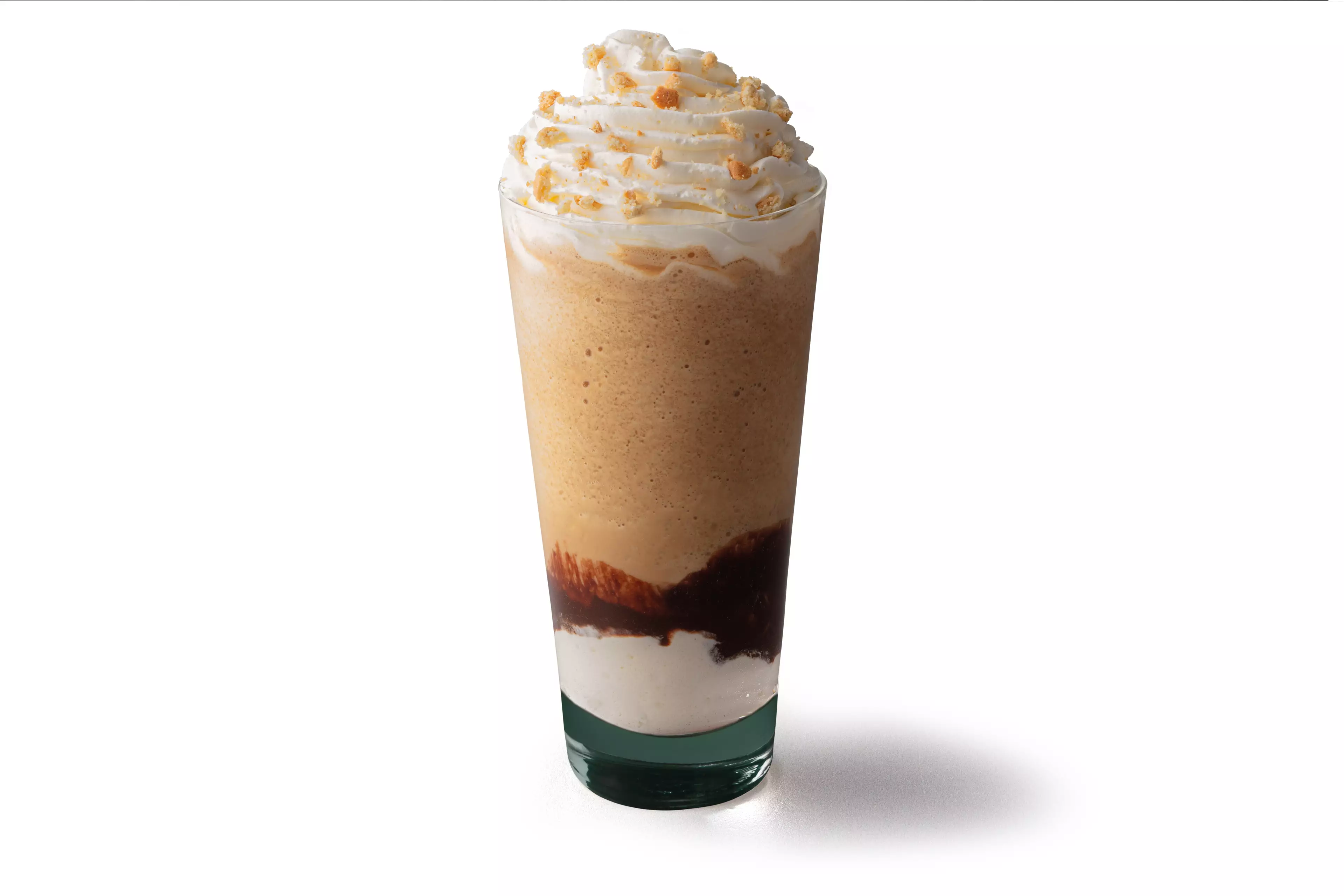 The drink blends coffee, marshmallow flavoured syrup and milk chocolate sauce is topped with marshmallow whipped cream and digestive crumb (