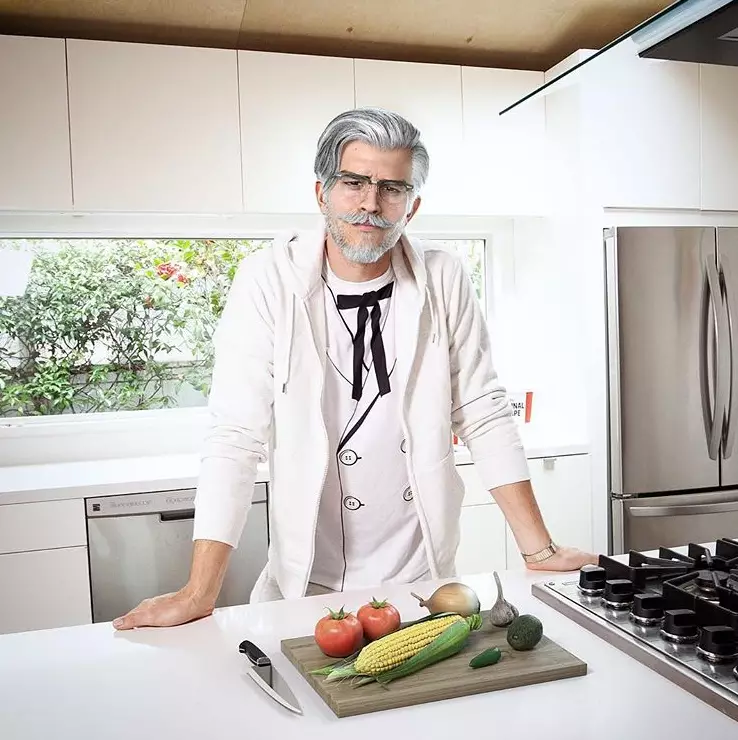 The Colonel in the kitchen.
