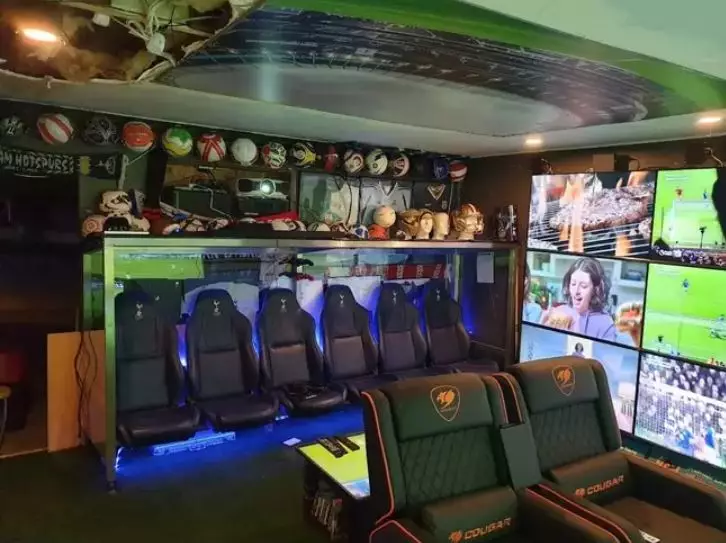 Dave has also turned an uninspiring room in his house into a sporting man cave.