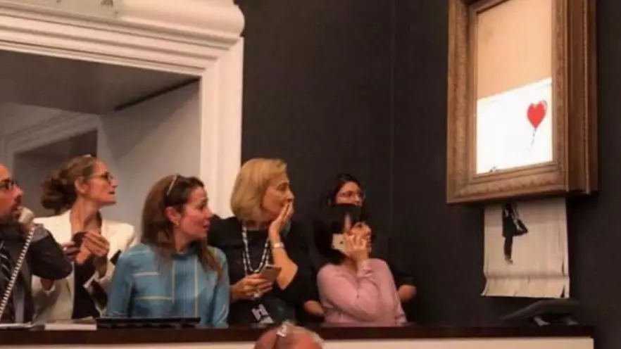 Rare Banksy Painting Self-Destructs After Selling For £1 Million