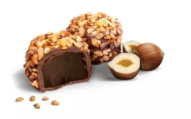 The hazelnut truffle is inspired by 'the green one' and 'the purple one' (