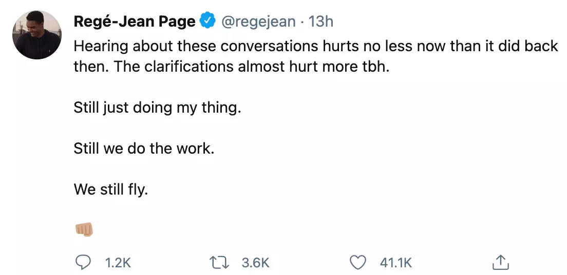 Regé-Jean Page tweeted on Wednesday following The Hollywood Reporter's article (