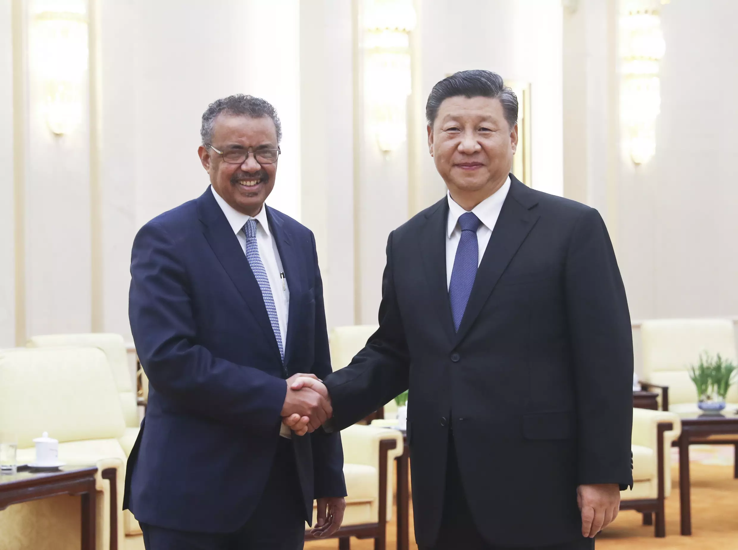 WHO Chief Tedros Adhanom Ghebreyesus with Chinese President Xi Jinping.
