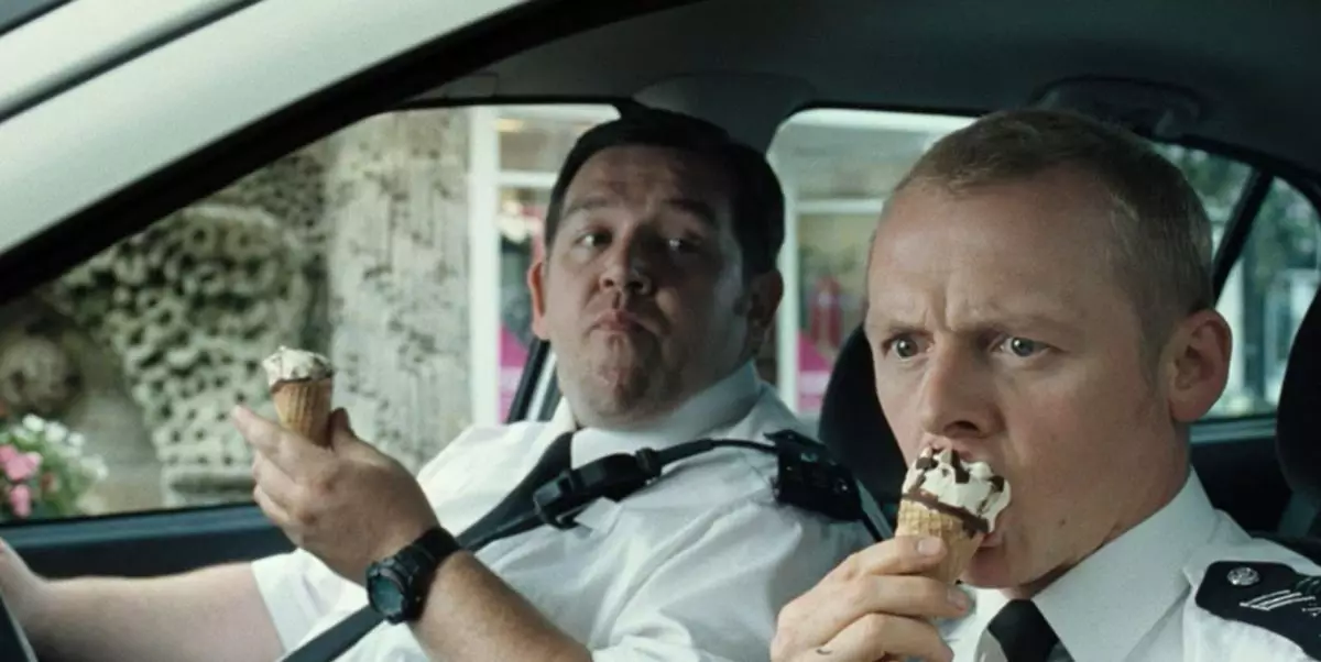 Nick Frost and Simon Pegg eating Cornettos in 2007's Hot Fuzz.
