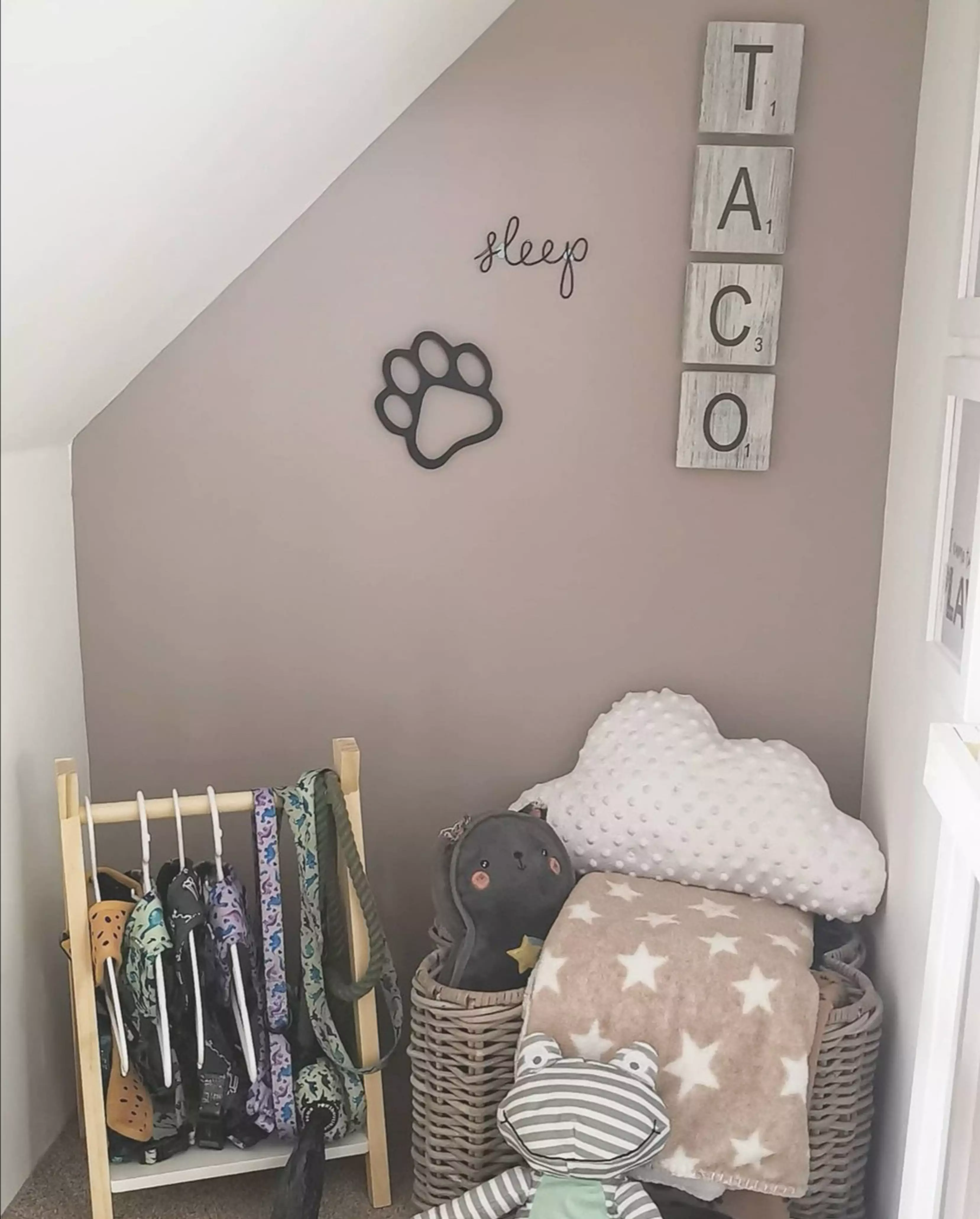The under-stairs dog bedroom took a month to construct (