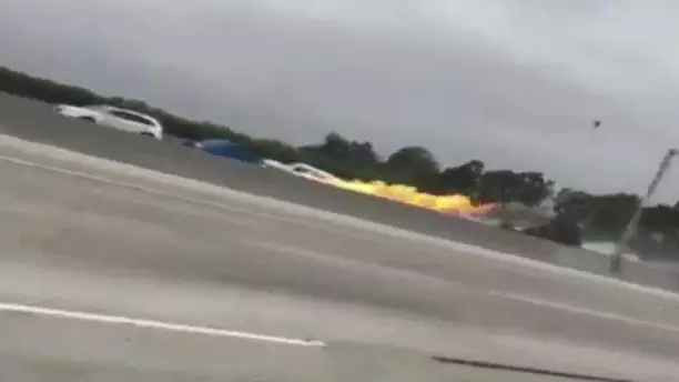 Plane Crashes Into Motorway Before Bursting Into Flames 