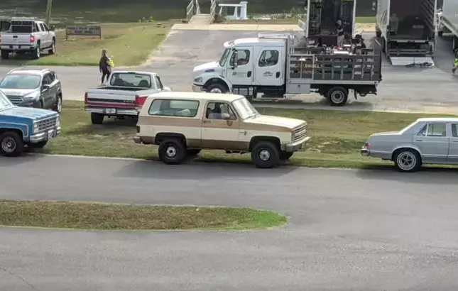 Chief Hopper's brown and beige Chevy Blazer appeared to be on the set, too. (