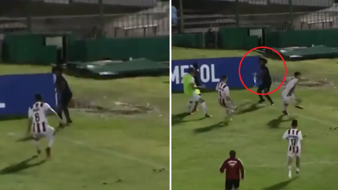Watch: The Incredible Moment A Player Uses A Corner Flag As A Spear