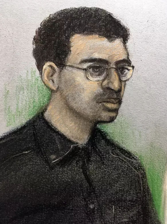 Court sketch of Abedi from earlier this year.