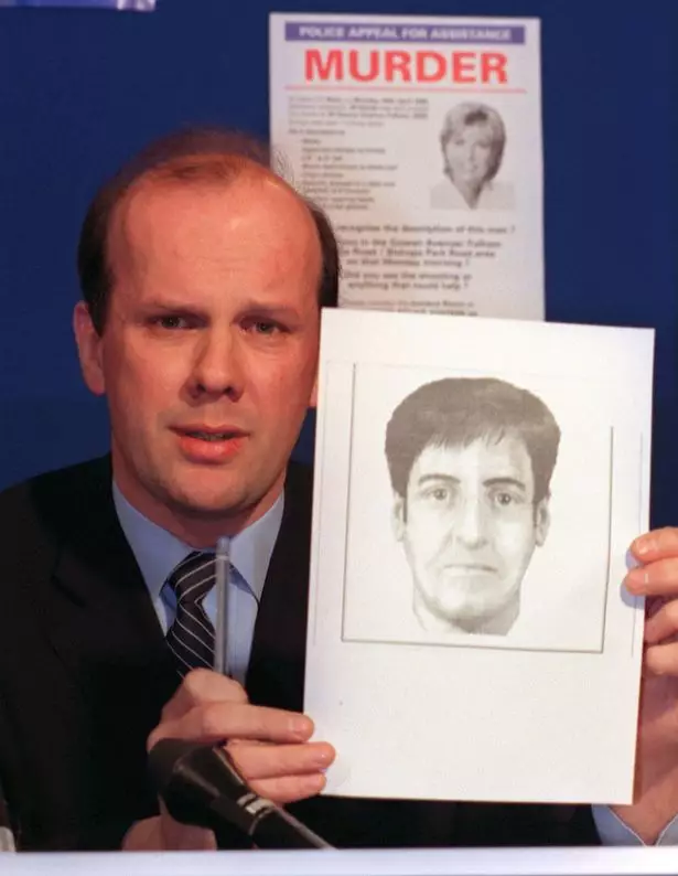 Hamish Campbell holding the e-fit of Jill's killer.