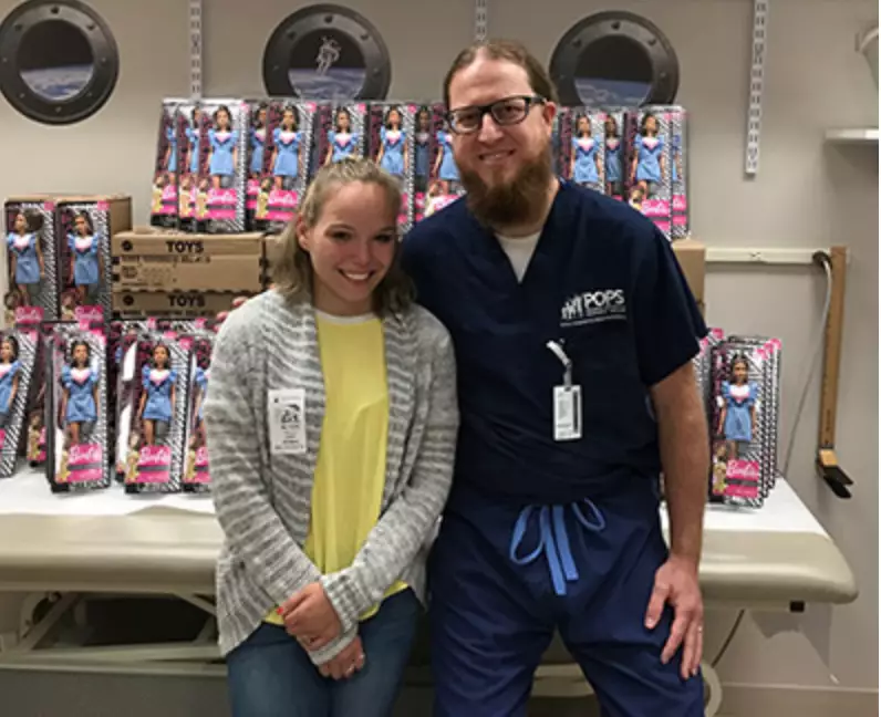 Chloe delivered the dolls personally to the hospital. (