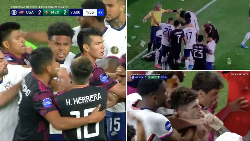 All Hell Broke Loose In CONCACAF Nations League Final Between United States And Mexico