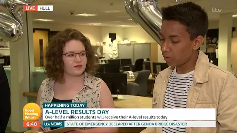 Student Finds Out He Hasn't Got Grades He Needs Live On TV