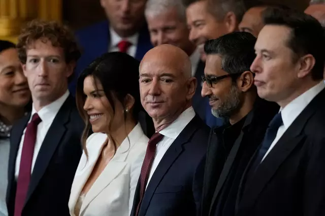 Zuckerberg alongside other tech CEOs at Donald Trump's inauguration (Pool via Getty Images)